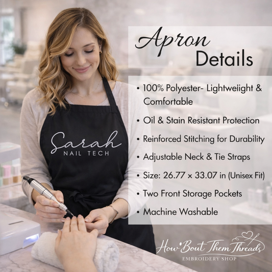 Nail Tech Custom Embroidered Apron | Personalized Salon Apron