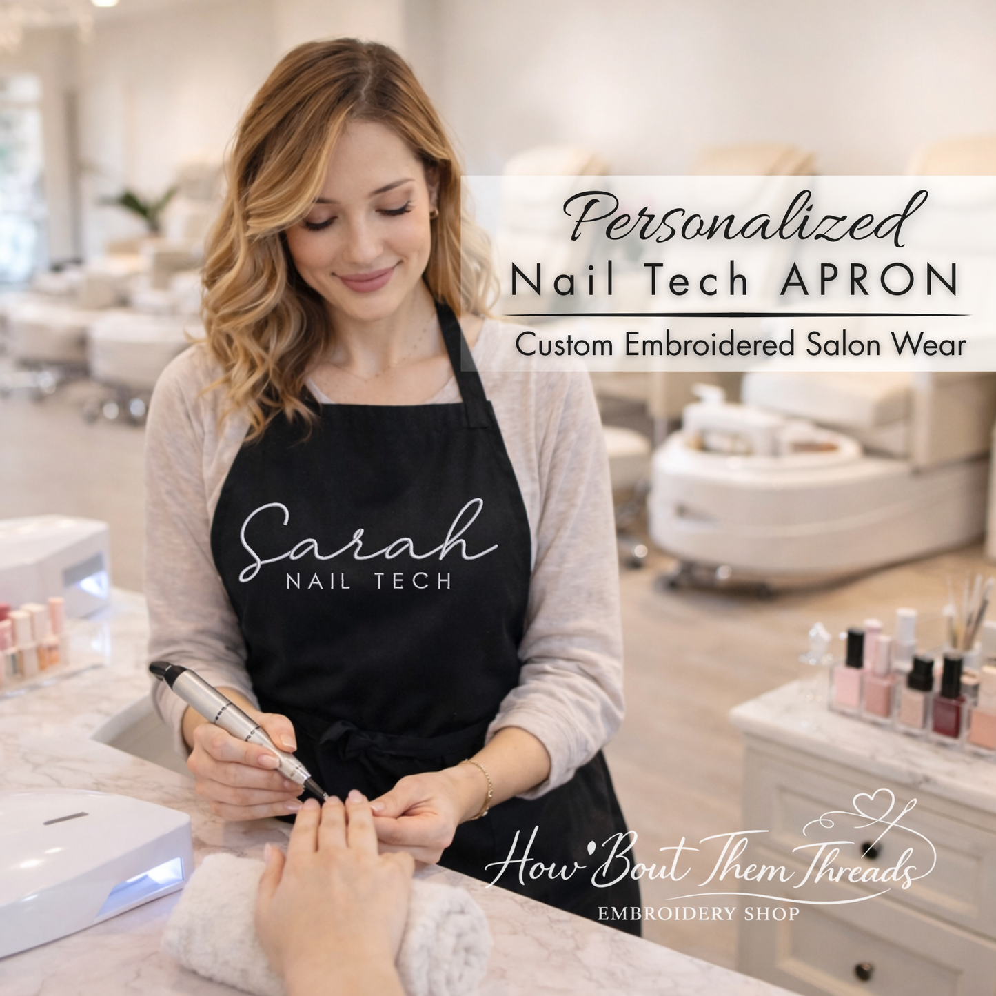 Nail Tech Custom Embroidered Apron