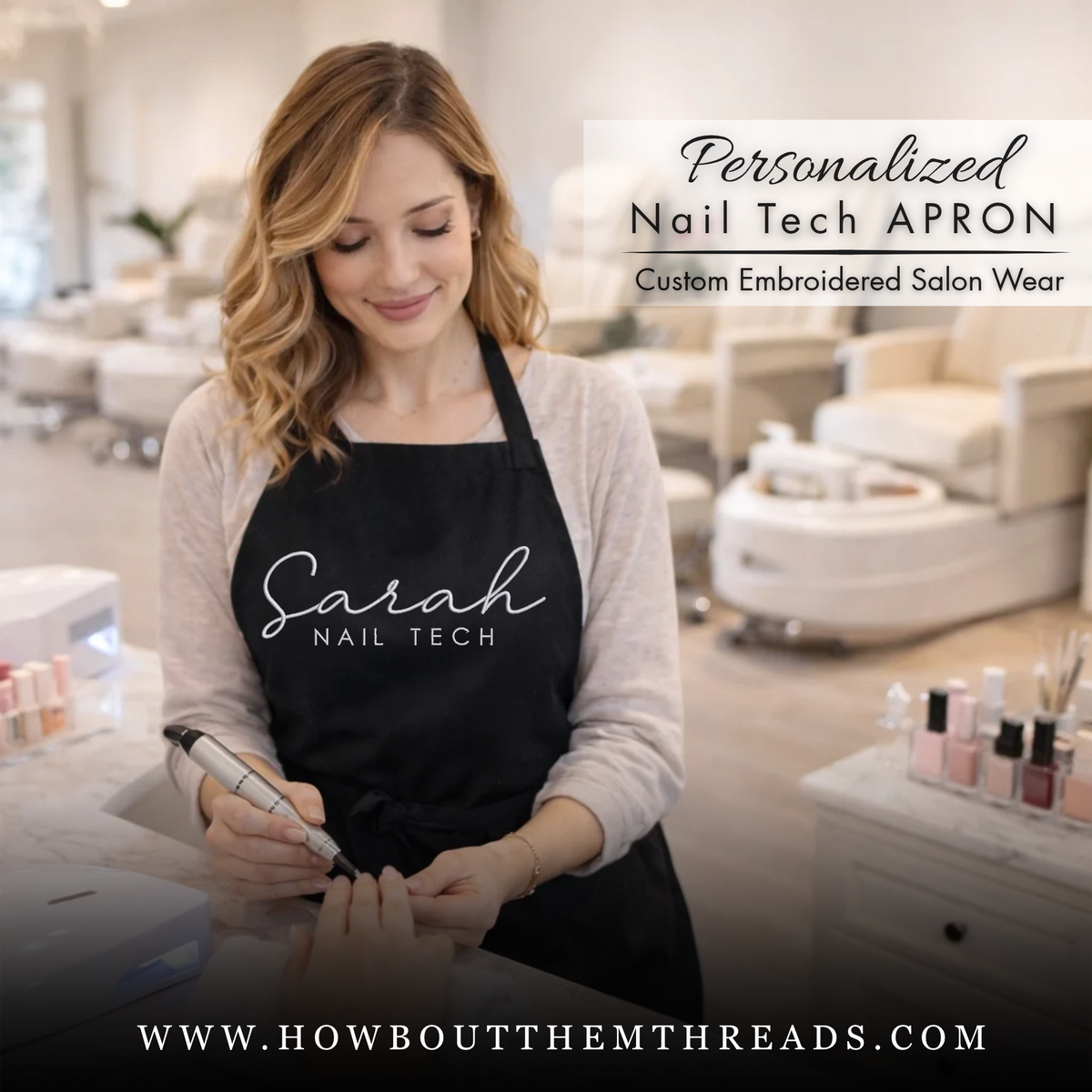 Personalized Embroidered Nail Tech Apron