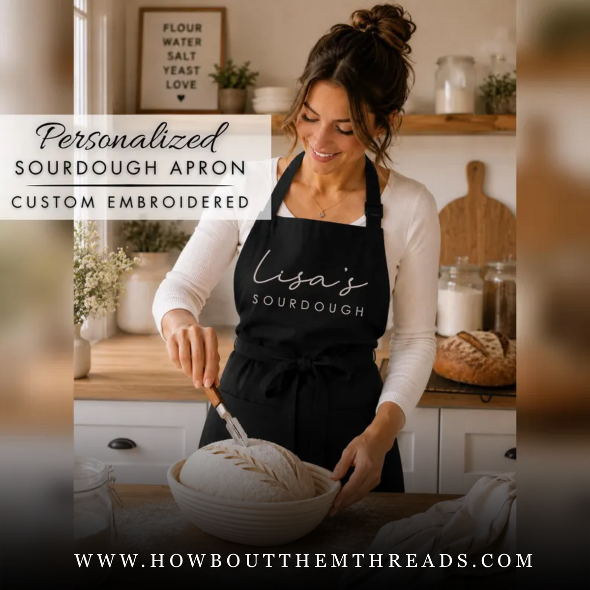 Personalized Embroidered Sourdough Apron