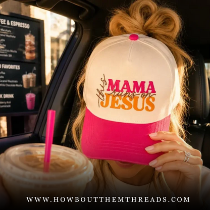 This Mama Runs on Jesus Trucker Hat | Christian Faith Baseball Cap