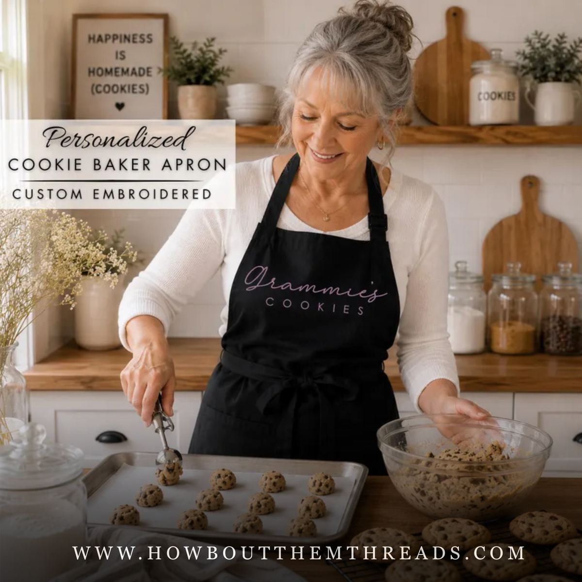 Personalized Cookie Baker Apron | Custom Embroidered Baking Gift