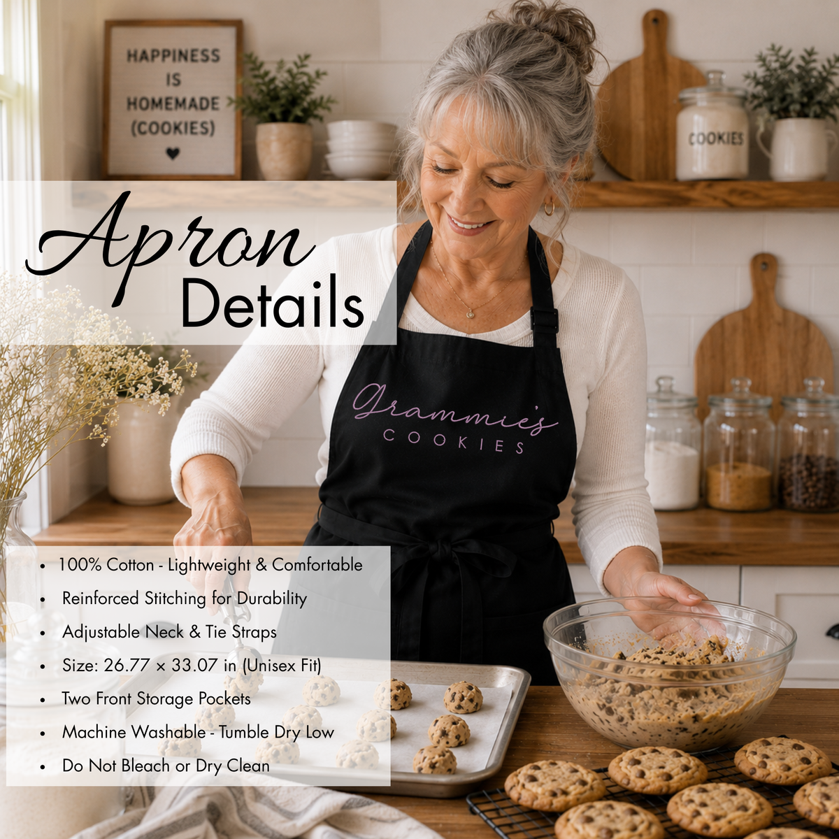 Personalized Cookie Baker Apron | Custom Embroidered Baking Gift