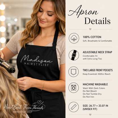 Personalized Embroidered Hairstylist Apron