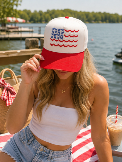 Patriotic Bow Flag Snapback Hat