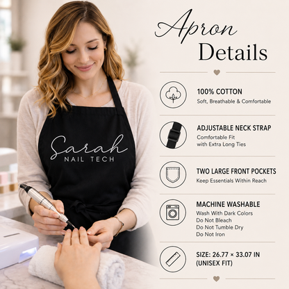 Nail Tech Custom Embroidered Apron