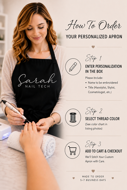 Nail Tech Custom Embroidered Apron