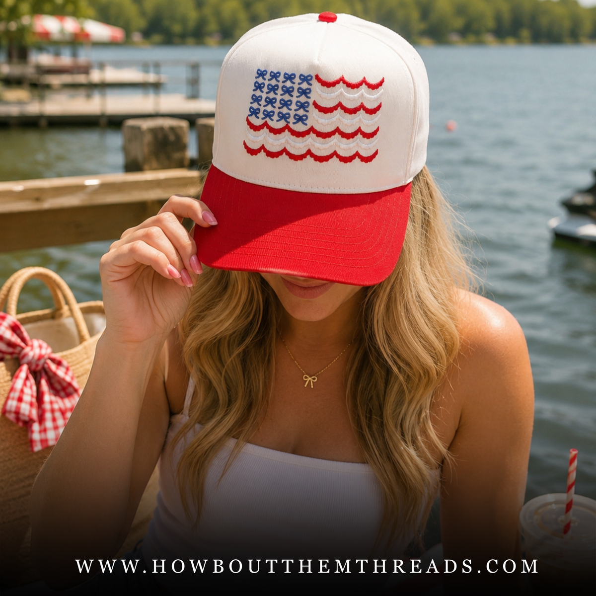 Patriotic Bow Flag Snapback Hat